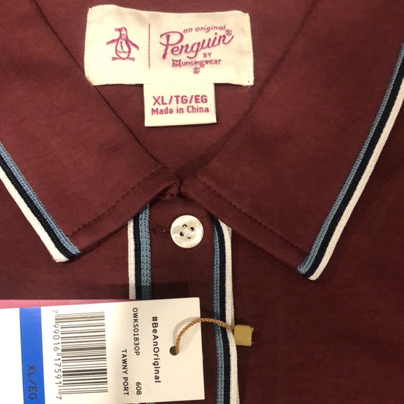 ORIGINAL PENGUIN Tawny Port Women’s Tipped Original Polo Shirt Sz XL - Picture 8 of 14